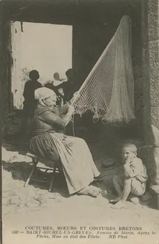 carte postale MISE EN ETAT DES FILETS Côtes-d'Armor 1903-1920 014418 Photo