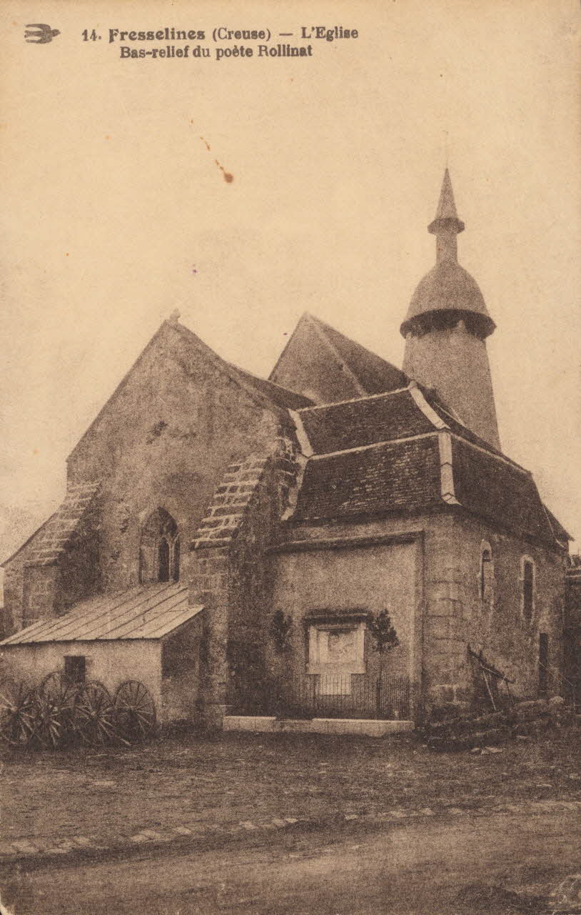 carte postale L'EGLISE, BAS-RELIEF DU POETE ROLLINAT Creuse 1937 014955 Photo