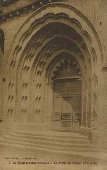 carte postale LE PORTAIL DE L'EGLISE (XIe SIECLE) Creuse 1921-1950 014967 Photo