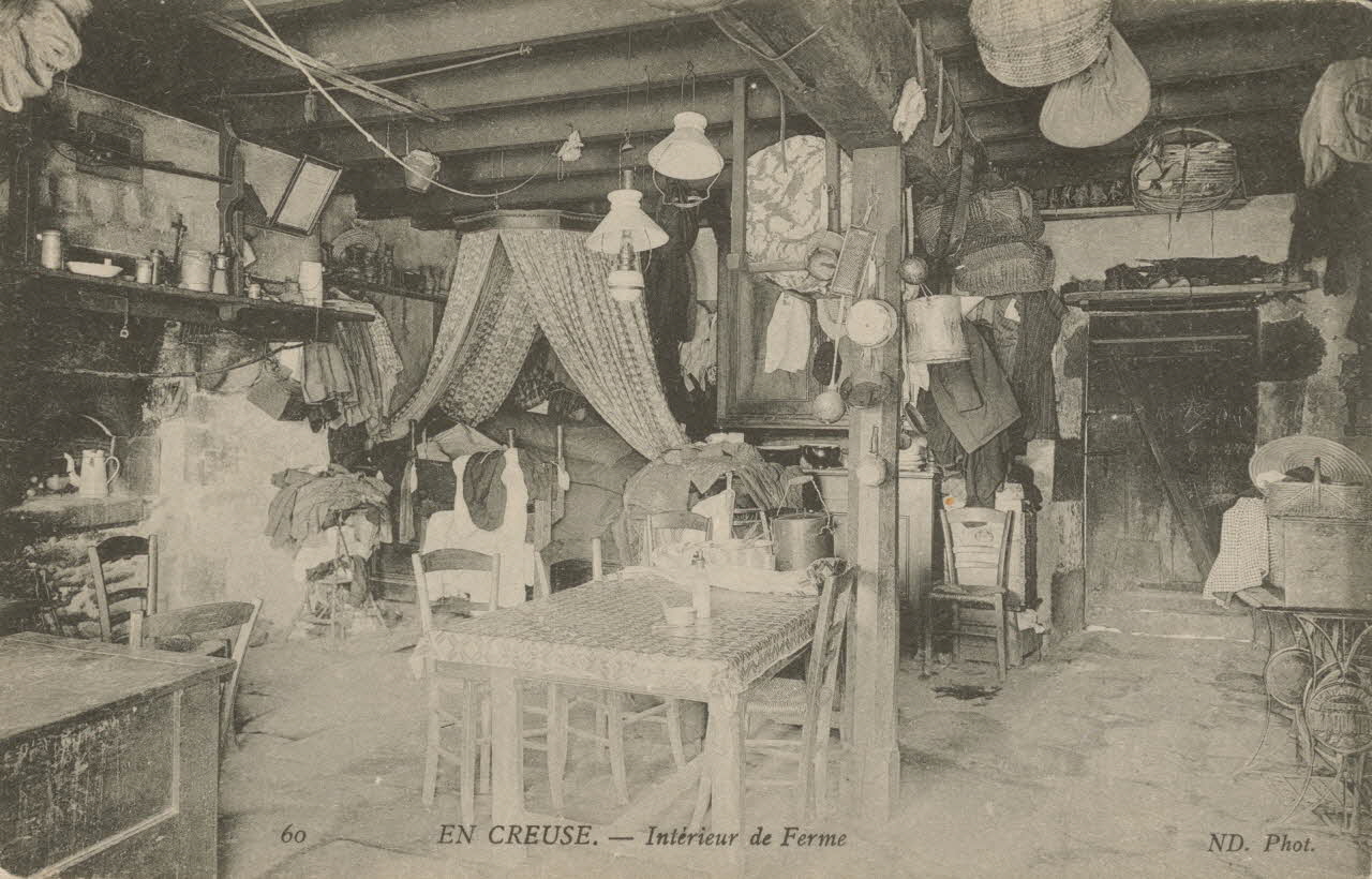 carte postale CREUSE-INTERIEUR DE FERME 1903-1950 014971 Photo Mucem