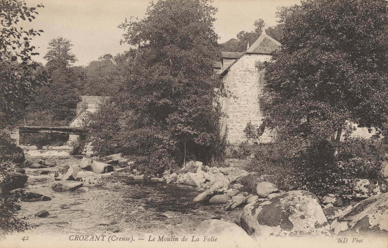 carte postale MOULIN DE LA FOLIE-CROZANT Creuse 1903-1950 014982 Photo