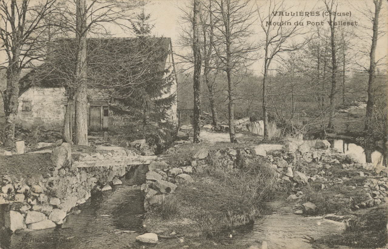 carte postale MOULIN DU PONT VOLLERET-VALLIERES Creuse 1903-1920 014993 Photo