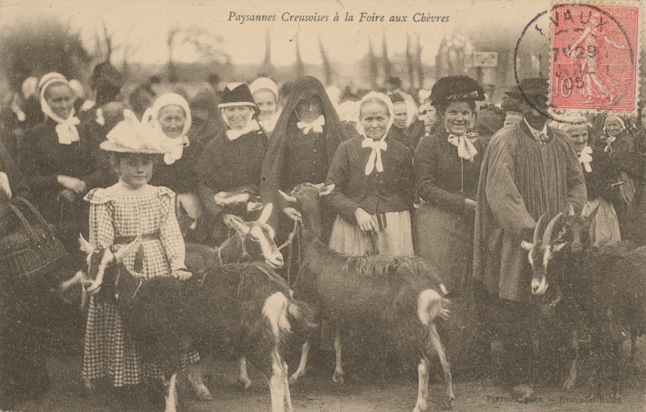 carte postale PAYSANNES A LA FOIRE AUX CHEVRES 1905 015061 Photo