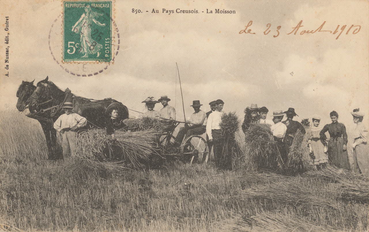 carte postale AU PAYS CREUSOIS. LA MOISSON 1910 015101 Photo