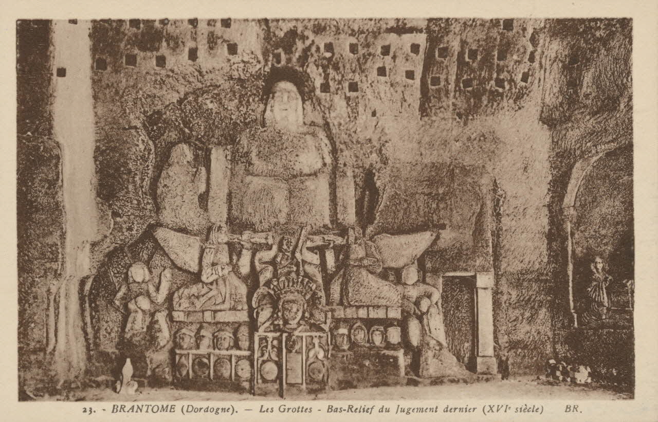 carte postale LES GROTTES ; BAS-RELIEF DU JUGEMENT DERNIER (XVIe) Dordogne 1903-1920 015215 Photo