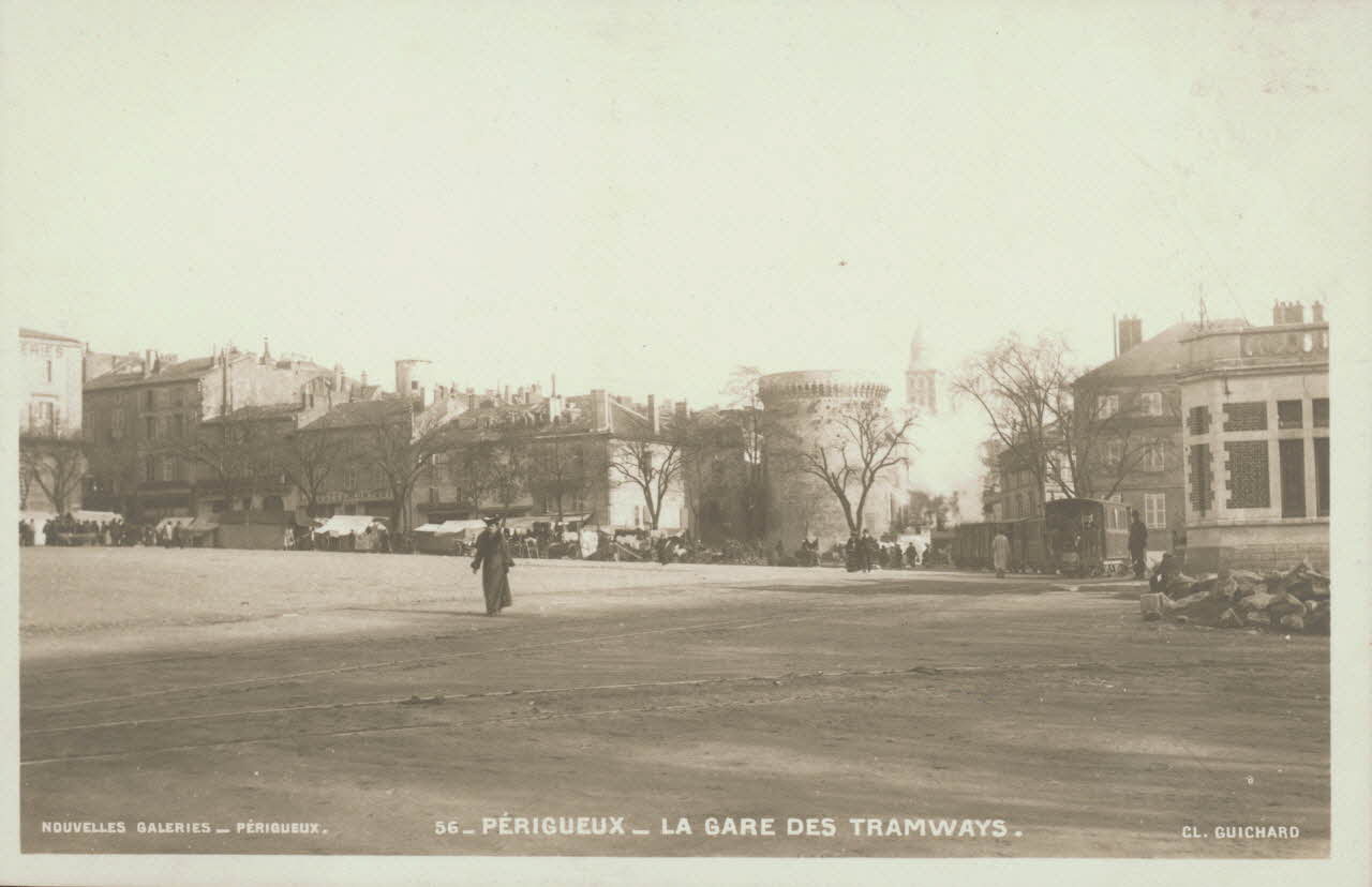 carte postale LA GARE DES TRAMWAYS Dordogne 1903-1920 015305 Photo