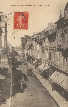 carte postale RUE ET HOTEL DE VILLE Dordogne 1903-1920 015321 Photo