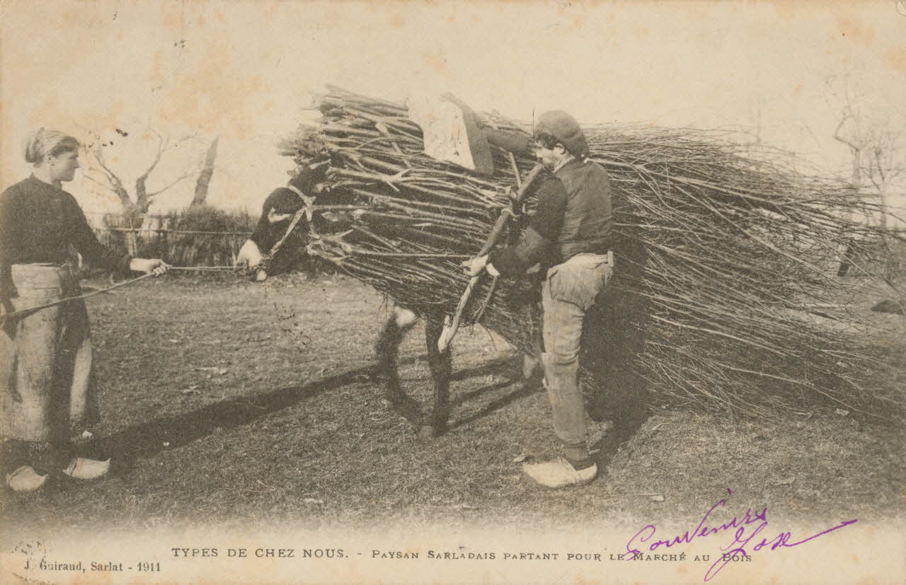 carte postale DEPART POUR LE MARCHE AU BOIS 1902 015574 Photo