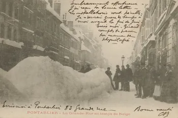 carte postale GRANDE RUE EN TEMPS DE NEIGE Doubs 1903 015683 Photo