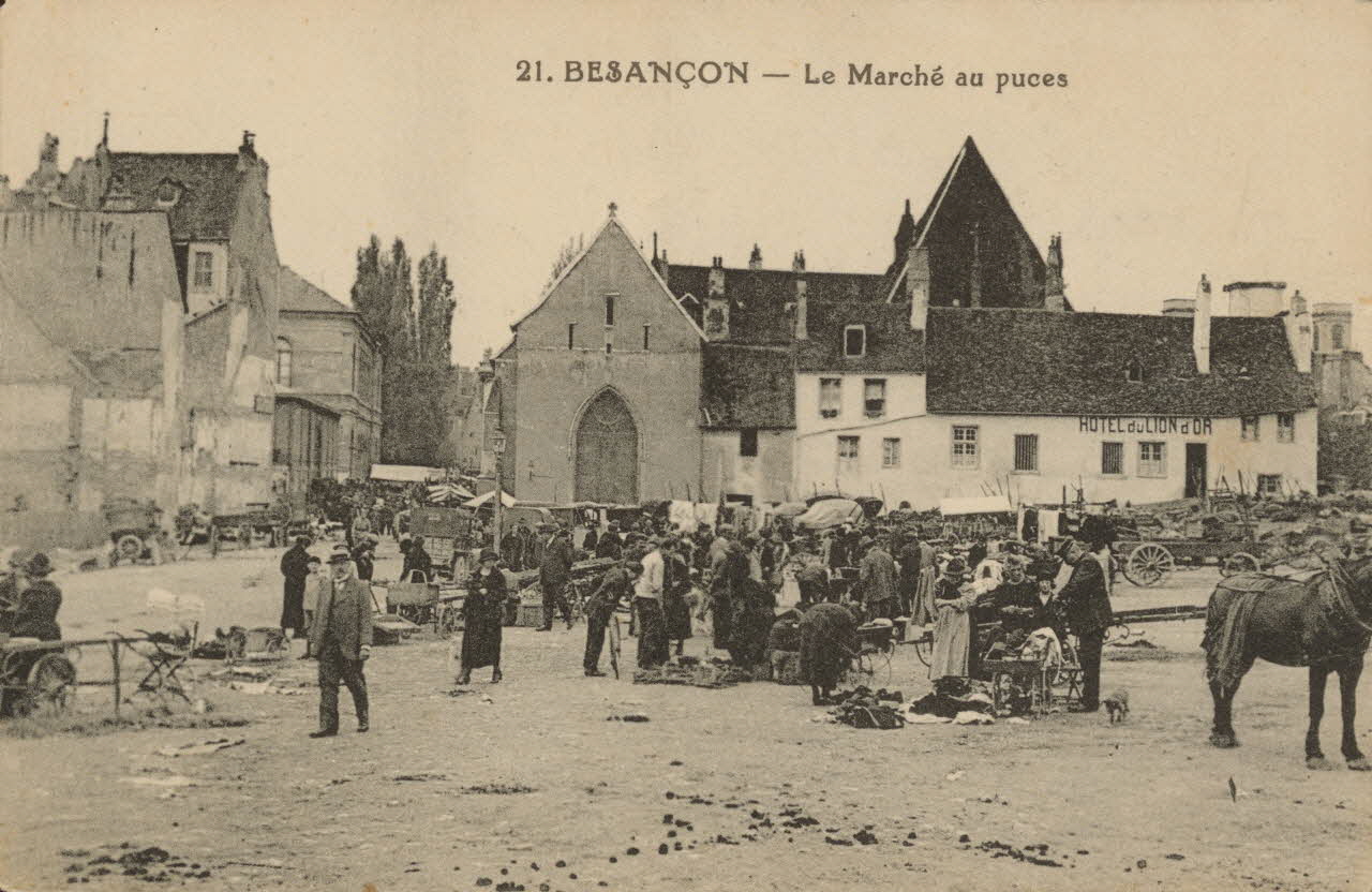 carte postale LE MARCHE AUX PUCES Doubs 1903-1920 015703 Photo