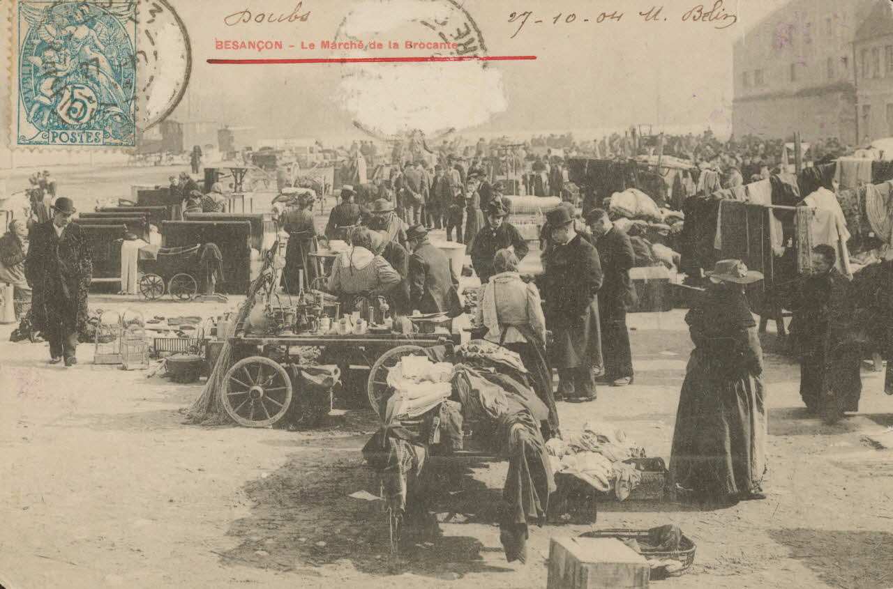 carte postale LE MARCHE DE LA BROCANTE Doubs 1903-1920 015705 Photo