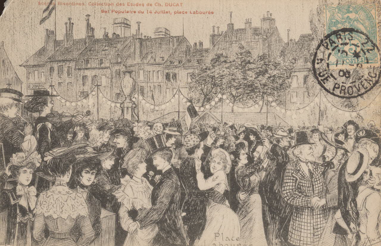 carte postale BAL POPULAIRE, PLACE LABOUREE Doubs 1906 015713 Photo