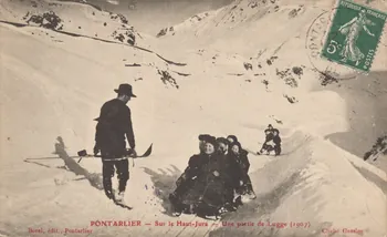 carte postale UNE PARTIE DE LUGE Doubs 1909 015741 Photo