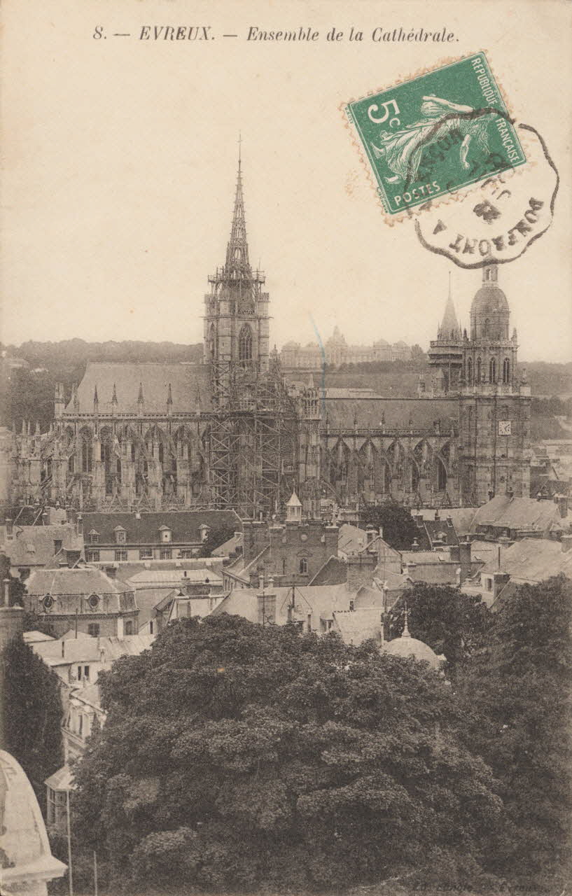 carte postale ENSEMBLE DE LA CATHEDRALE Eure 1908 016193 Photo