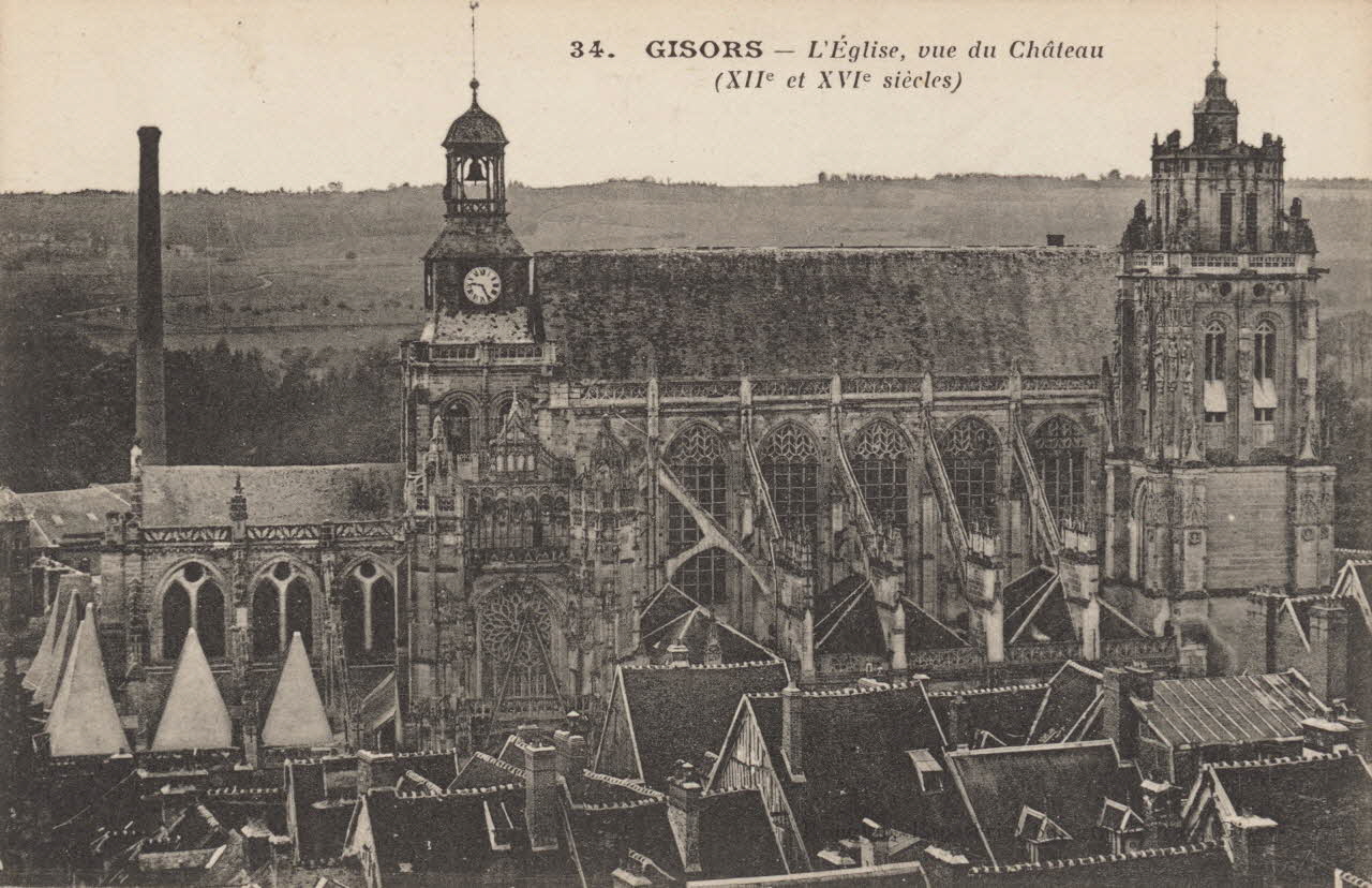 carte postale L'EGLISE, VUE DU CHATEAU (XIIe ET XVIe SIECLES) Eure 1903-1920 016224  Photo