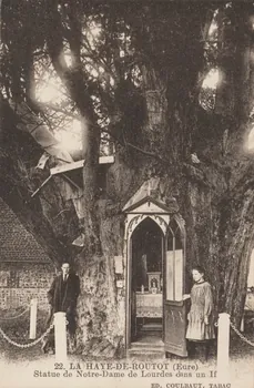 carte postale STATUE DE NOTRE-DAME DE LOURDES DANS UN IF Eure 1903-1920 016242 Photo