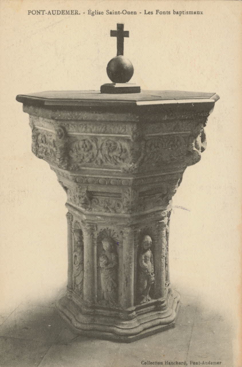 carte postale EGLISE SAINT-OUEN ; LES FONTS BAPTISMAUX Eure 1958 016281 Photo