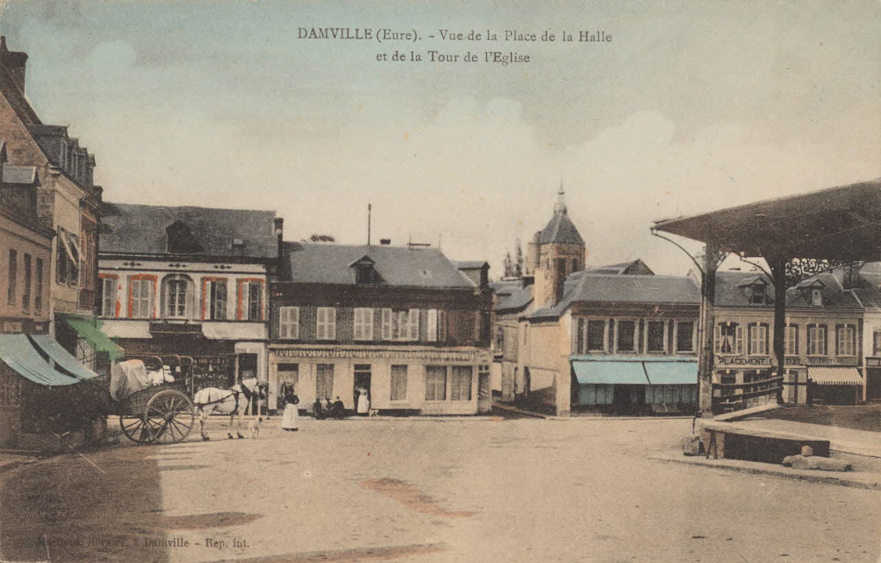 carte postale PLACE DE LA HALLE Eure 1913 016352 Photo