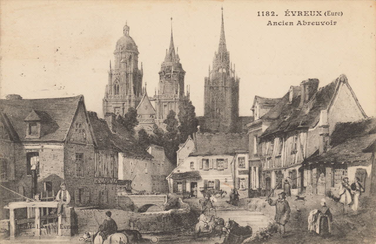 carte postale ANCIEN ABREUVOIR Eure 1913 016356 Photo