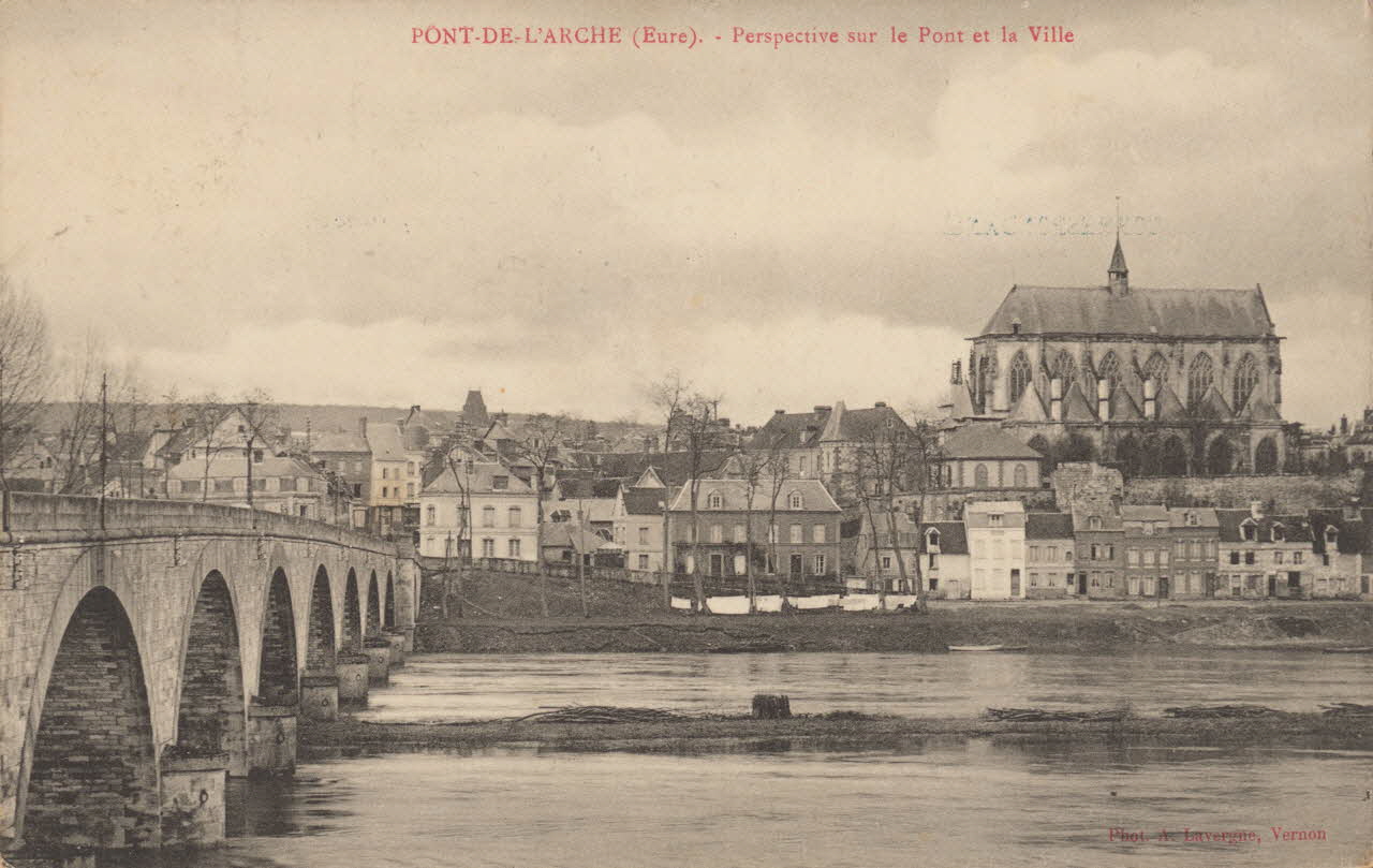 carte postale LE PONT ET LA VILLE Eure 1909 016402 Photo