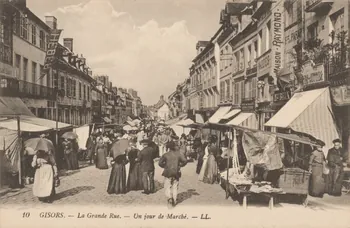 carte postale LA GRANDE RUE UN JOUR DE MARCHE Eure 1903-1920 016448 Photo