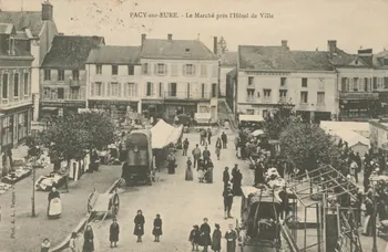 carte postale LE MARCHE PRES DE L'HOTEL DE VILLE Eure 1907 016458 Photo