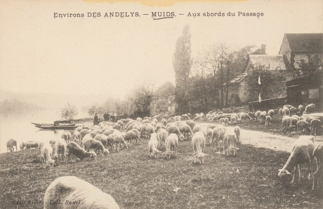 carte postale MUIDS. AUX ABORDS DU PASSAGE Eure 1903-1920 016524 Photo