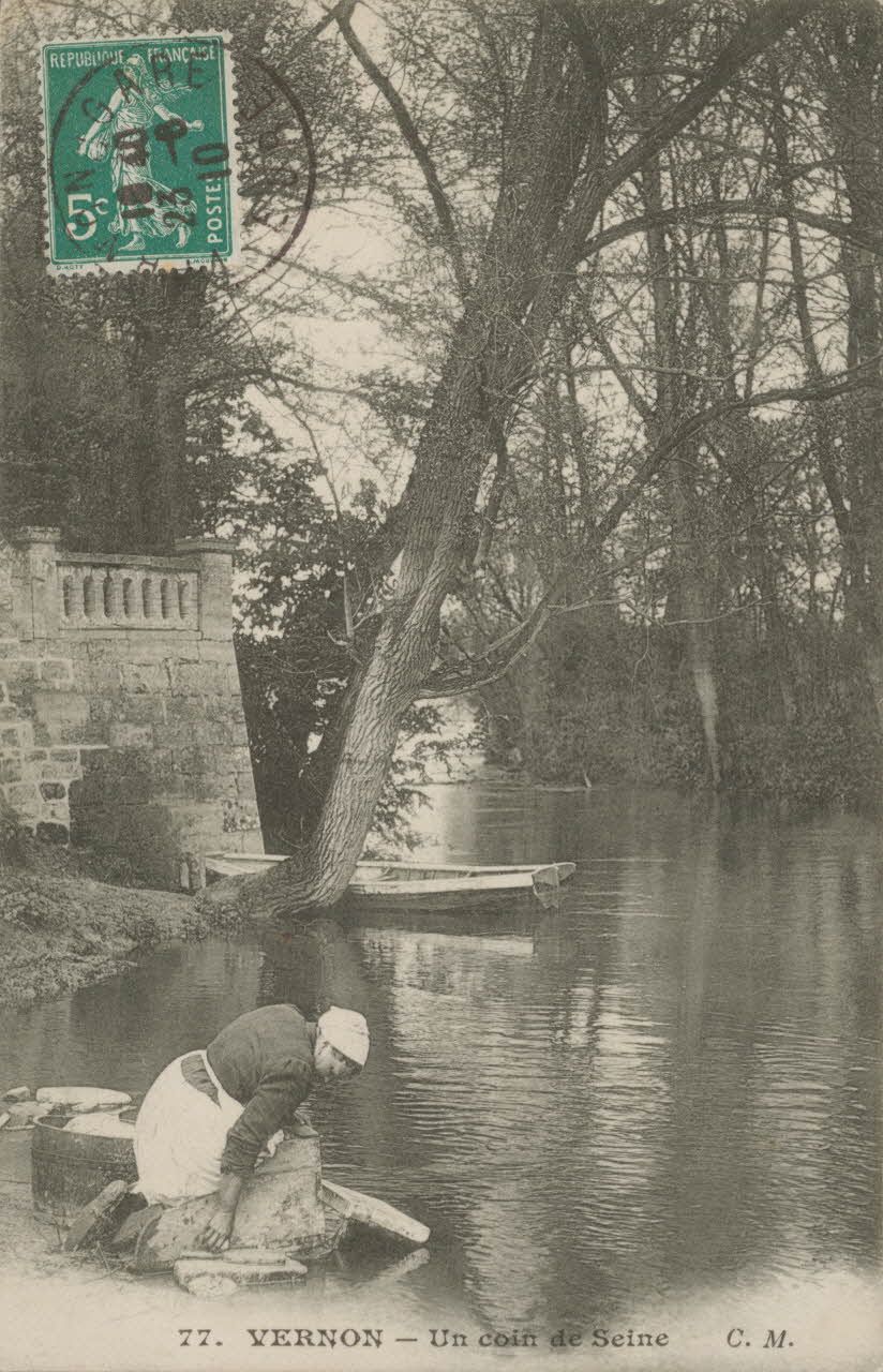 carte postale UN COIN DE SEINE Eure 1910 016544 Photo