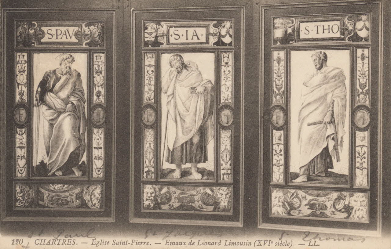 carte postale EGLISE SAINT-PIERRE, EMAUX, PAR LEONARD LIMOUSIN Eure-et-Loir 1903-1920 016852 Photo