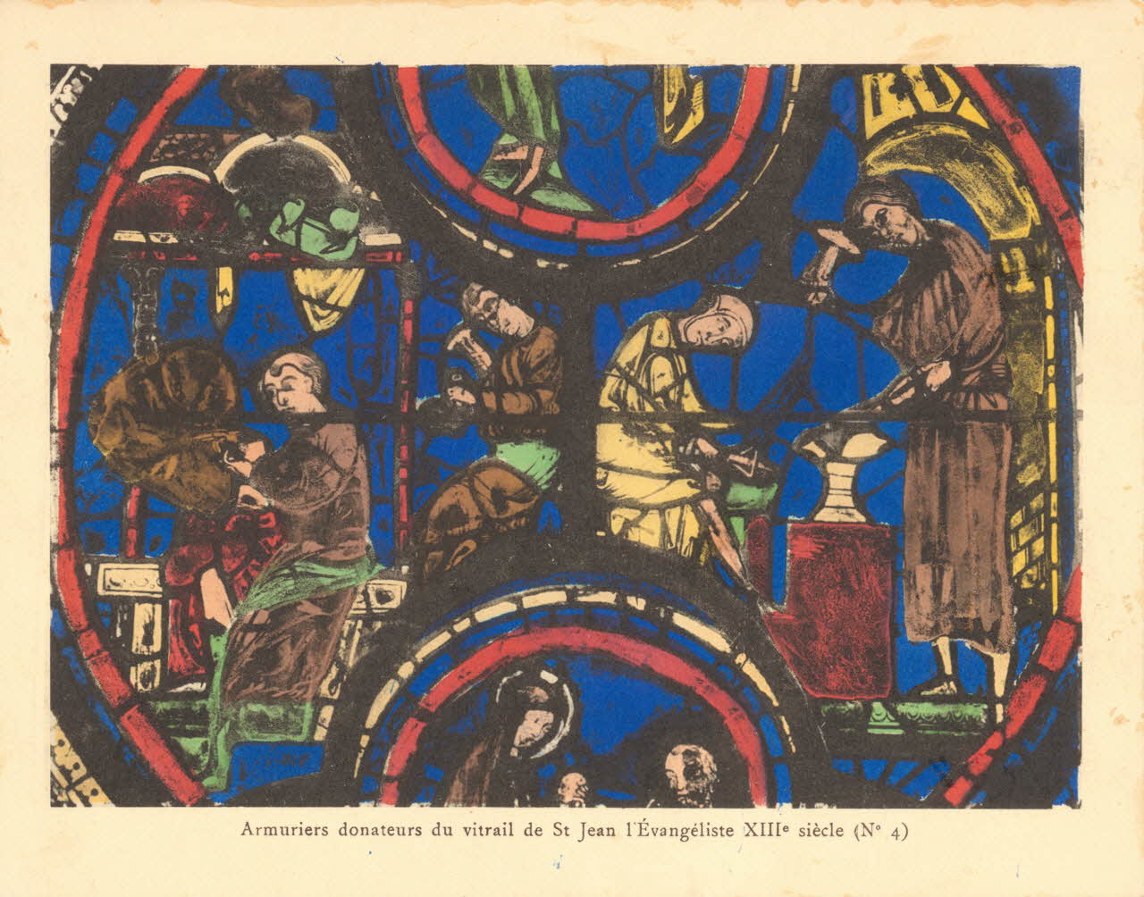 carte postale ARMURIERS DONATEURS DU VITRAIL ST JEAN EVANGELISTE Eure-et-Loir 1903-1920 017274 Photo
