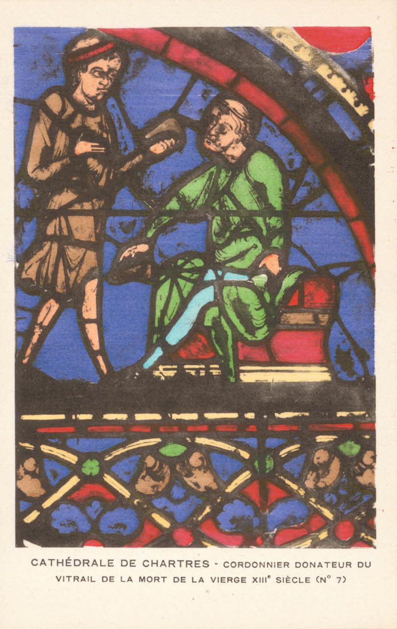 carte postale CORDONNIER DONATEUR VITRAIL MORT DE LA VIERGE XIII Eure-et-Loir 1903-1920 017276 Photo