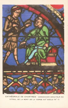 carte postale CORDONNIER DONATEUR VITRAIL MORT DE LA VIERGE XIII Eure-et-Loir 1903-1920 017276 Photo
