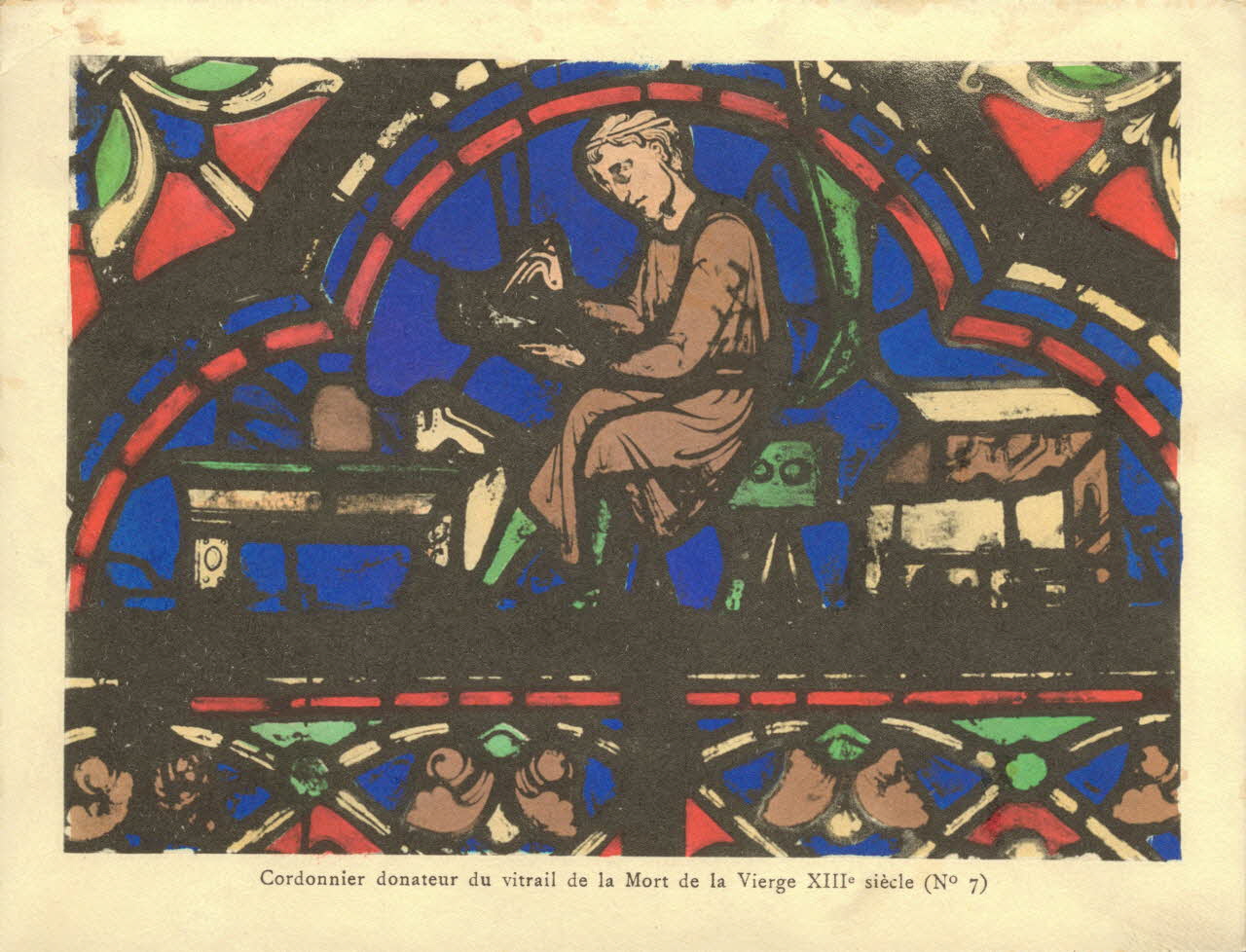 carte postale CORDONNIER DONATEUR VITRAIL MORT DE LA VIERGE XIII Eure-et-Loir 1903-1920 017277 Photo