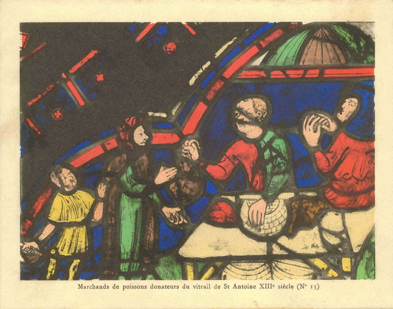 carte postale MARCHANDS DE POISSONS DONATEURS VITRAIL ST ANTOINE Eure-et-Loir 1903-1920 017278 Photo