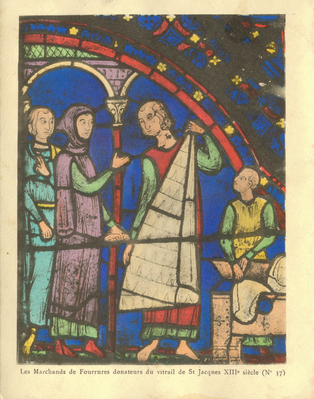 carte postale MARCHANDS FOURRURES DONATEURS VITRAIL ST JACQUES Eure-et-Loir 1903-1920 017284 Photo