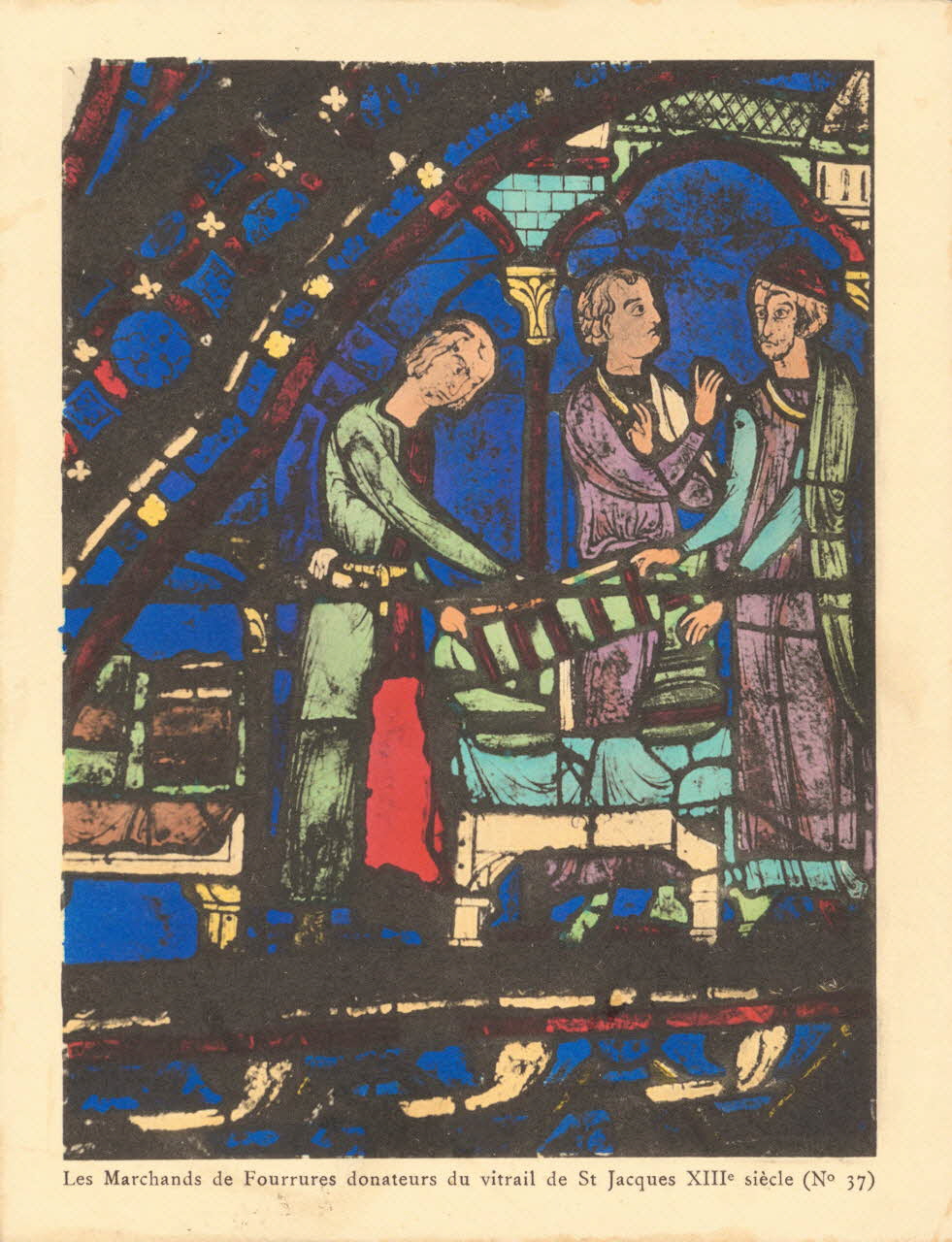 carte postale MARCHANDS FOURRURES DONATEURS VITRAIL ST JACQUES Eure-et-Loir 1903-1920 017285 Photo