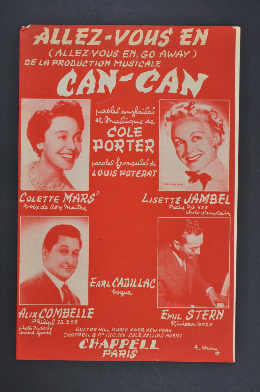 Louis Poterat ; Cole Porter ; Colette Mars ; Lisette Jambel ; Alix Combelle ; Emil Stern ; Chappell S.A.; chanson petit format 1953 1969.88.266 Photo Mucem