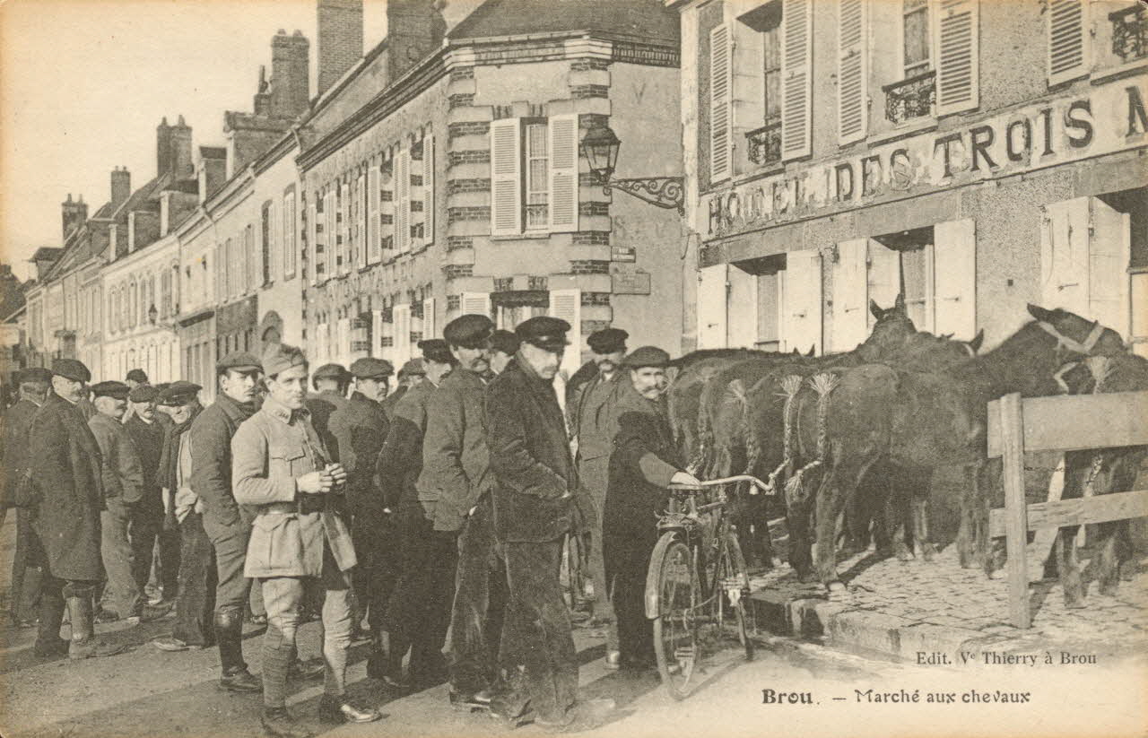 carte postale MARCHE AUX CHEVAUX Eure-et-Loir 1903-1920 017496 Photo