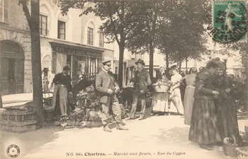 carte postale MARCHE AUX FLEURS. RUE DU CYGNE Eure-et-Loir 1911 017502 Photo