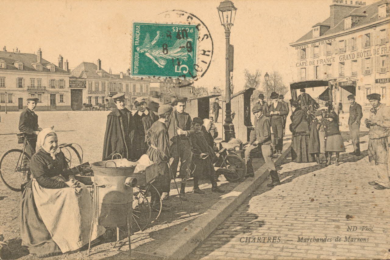 carte postale MARCHANDE DE MARRONS Eure-et-Loir 1903-1920 017542 Photo