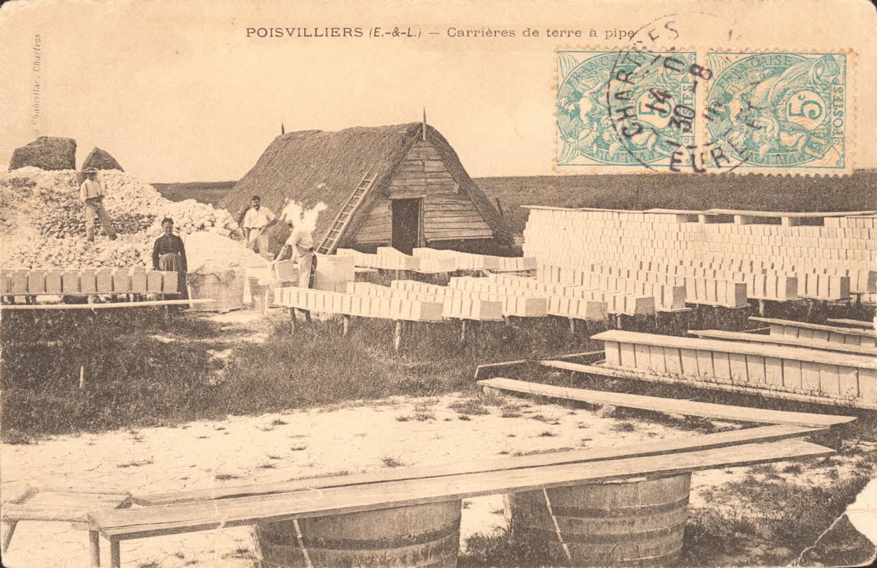 carte postale CARRIERES DE TERRE A PIPE Eure-et-Loir 1906 017553 Photo