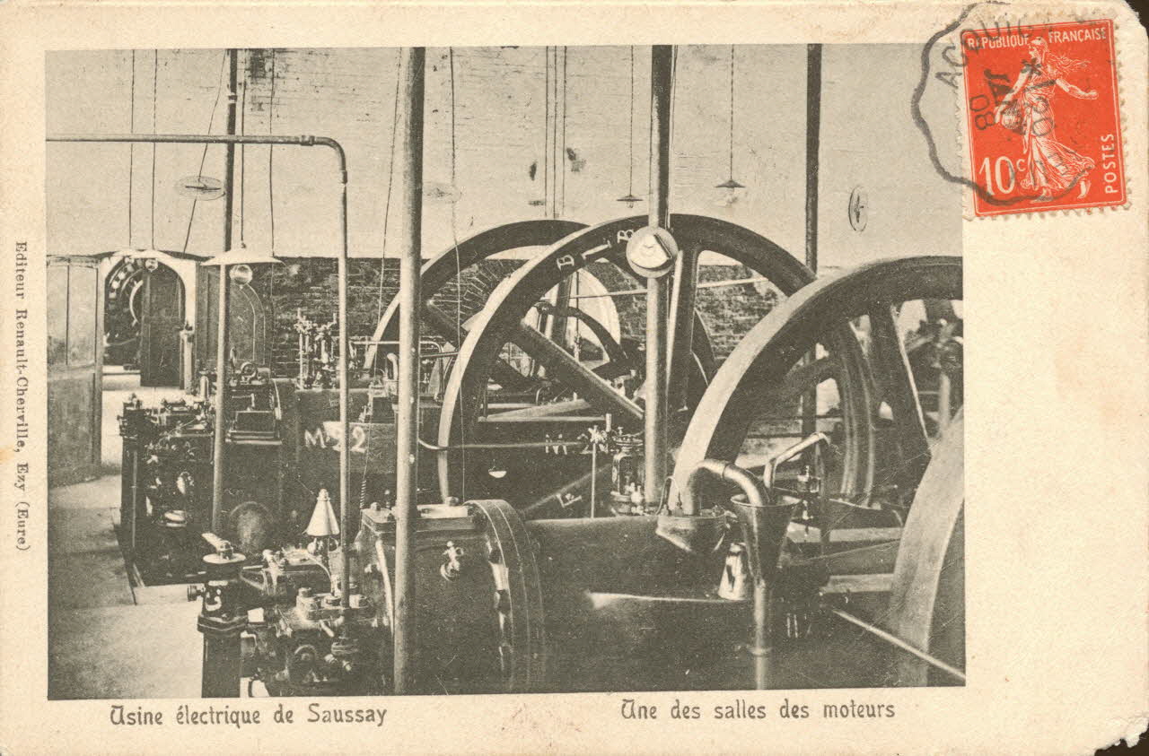 carte postale USINE ELECTRIQUE, SALLE DES MOTEURS Eure-et-Loir 1908 017555 Photo
