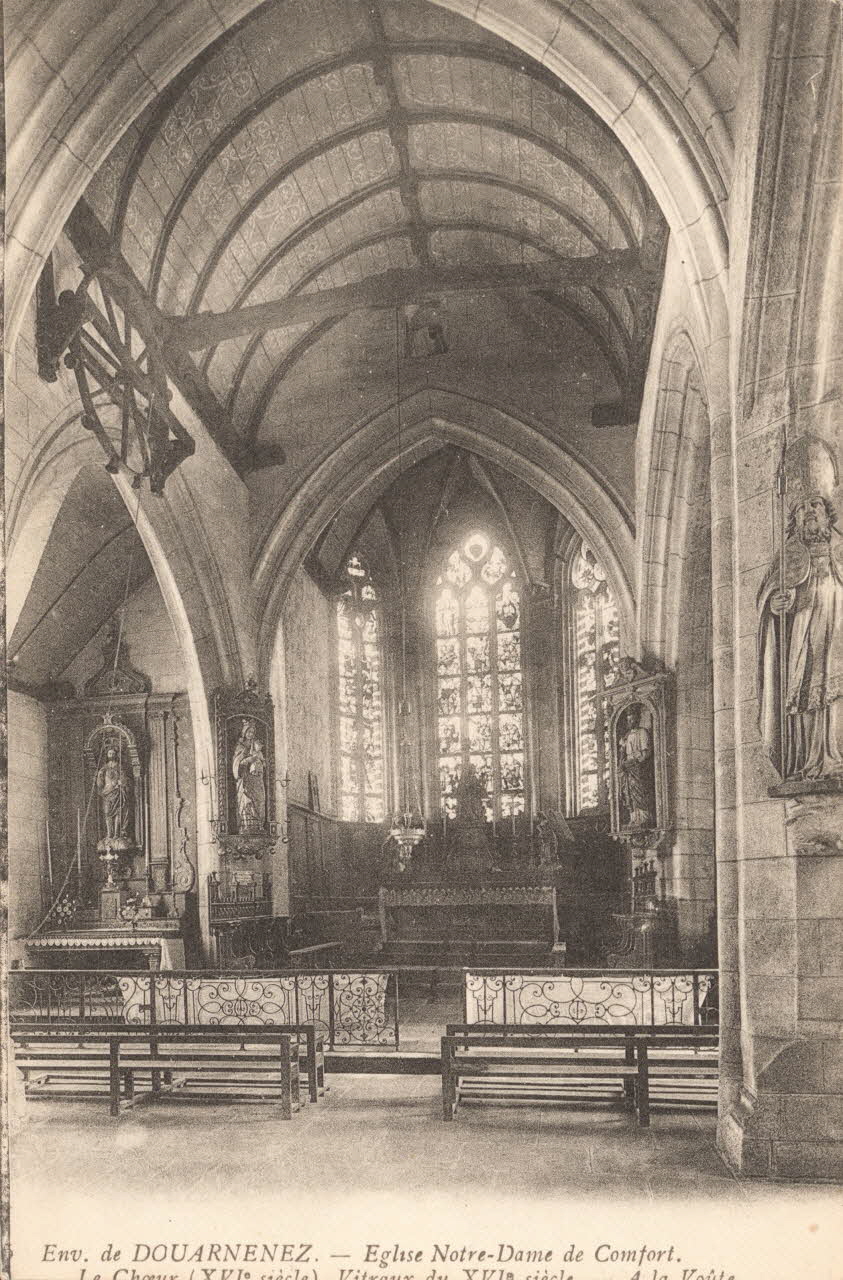 carte postale EGLISE N-D DE COMFORT. CHOEUR (XVIe) VITRAUX VOUTE Finistère 1903-1920 017928 Photo