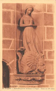 carte postale STE MARGUERITE TERRASSANT LE DRAGON. STATUE DU XVe Finistère 1903-1920 017953 Photo