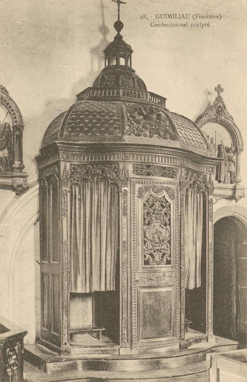 carte postale CONFESSIONAL SCULPTE Finistère 1925 017975 Photo