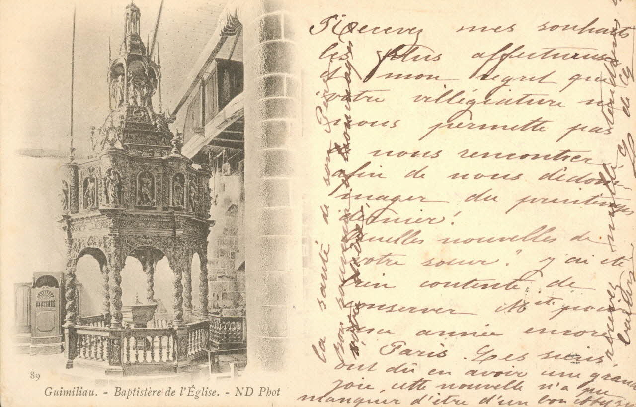 carte postale BAPTISTERE DE L'EGLISE Finistère 1903 017978 Photo
