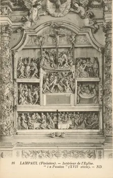 carte postale INTERIEUR DE L'EGLISE. "LA PASSION" (XVIIe SIECLE) Finistère 1925 018028 Photo
