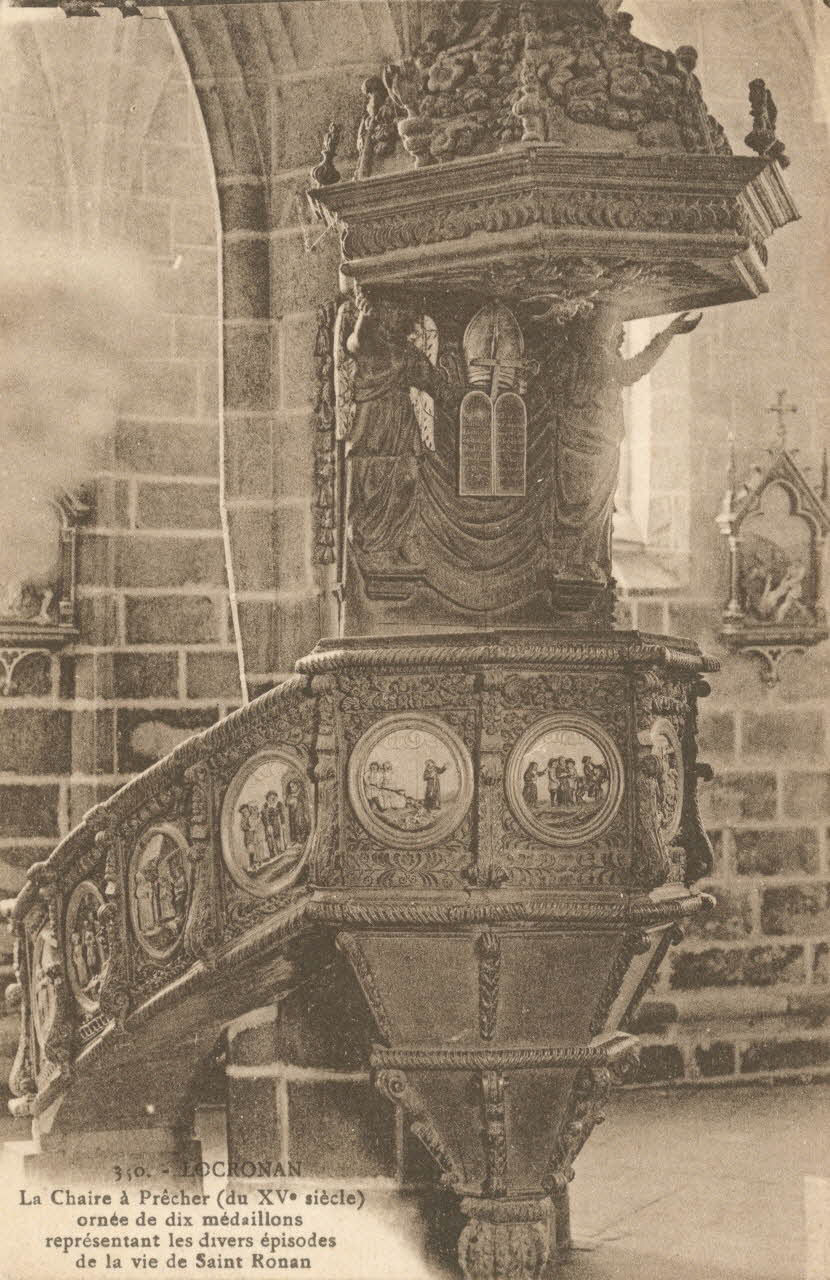 carte postale CHAIRE A PRECHER (XVeS). 10 MEDAILLONS VIE ST RONAN Finistère 1903-1920 018069 Photo