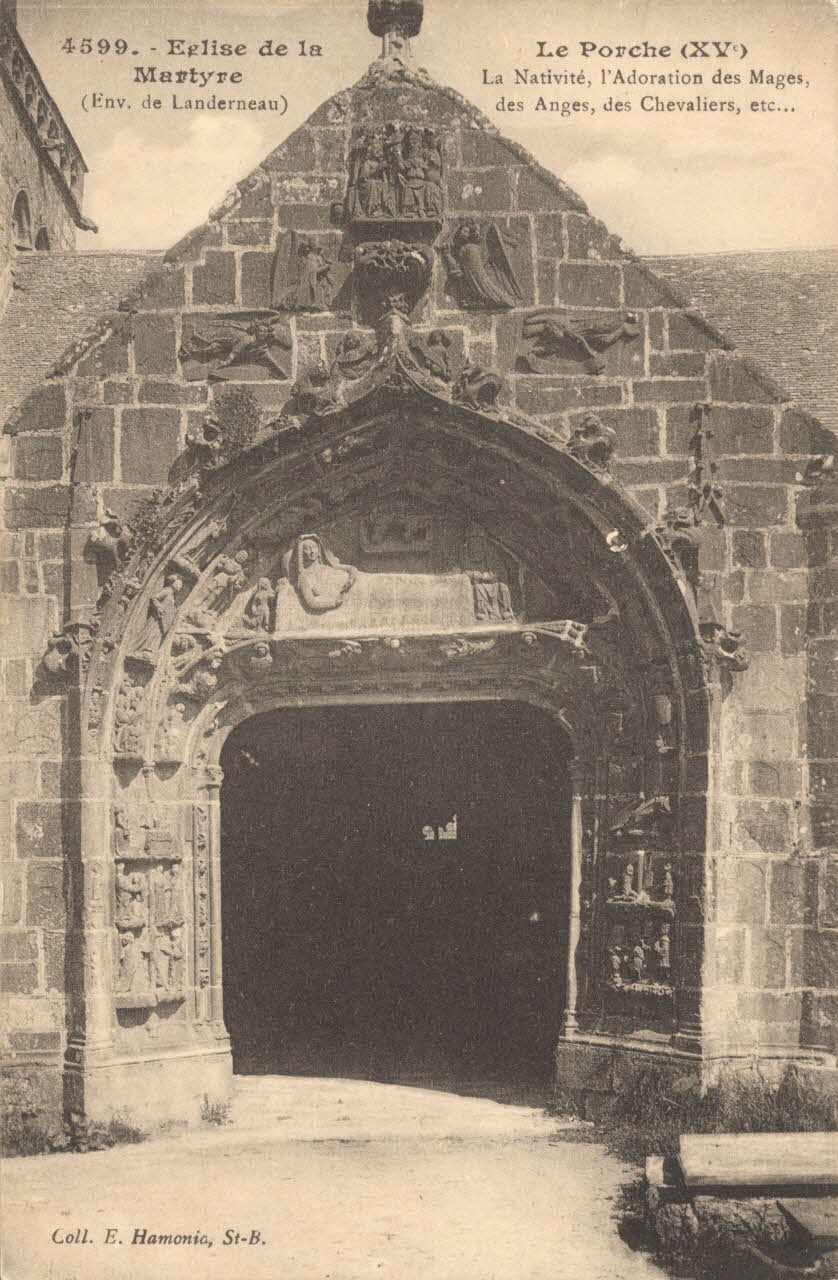 carte postale LE PORCHE (XVeS). NATIVITE,ADORATION DES MAGES,ANGES Finistère 1903-1920 018084 Photo