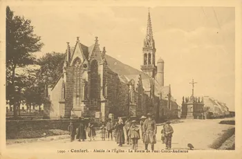 carte postale ABSIDE DE L'EGLISE ; ROUTE DE PONT-CROIX-AUDIERNE Finistère 1925 018087 Photo